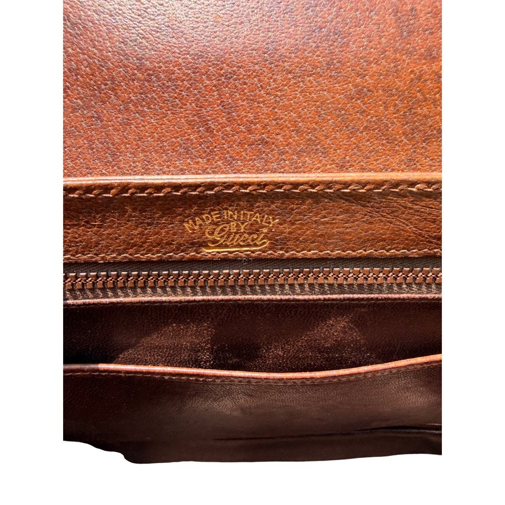 Vintage Gucci 1970s Brown Leather Mini Bag Bamboo Precursor Crossbody Purse - Picture 9 of 11